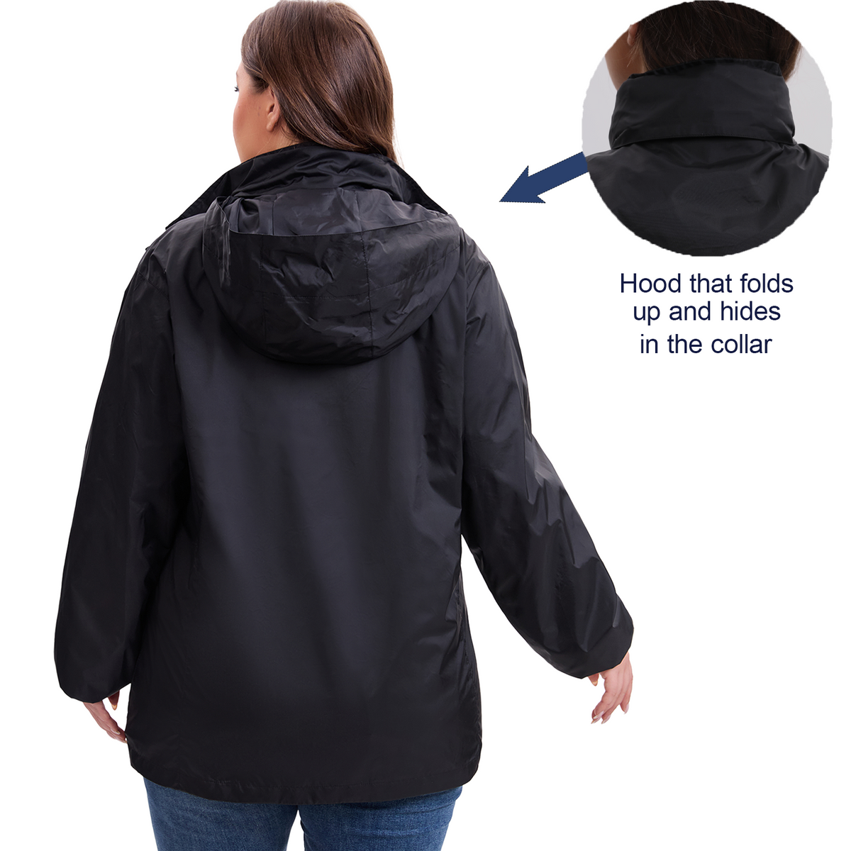 The Stowaway Hood Waterproof Jacket- Plus Size
