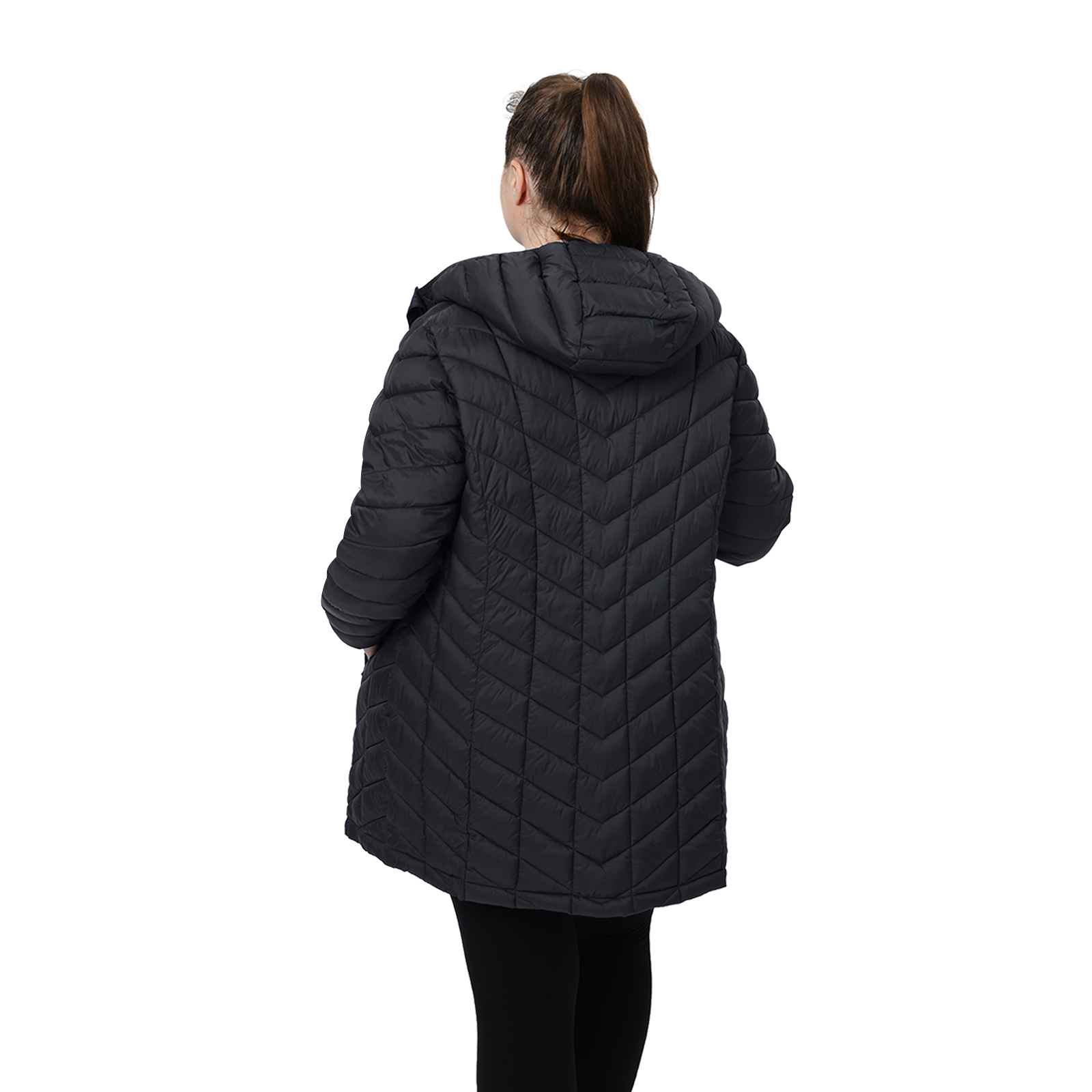 Mid-Length Packable Puffer Coat - Plus Size