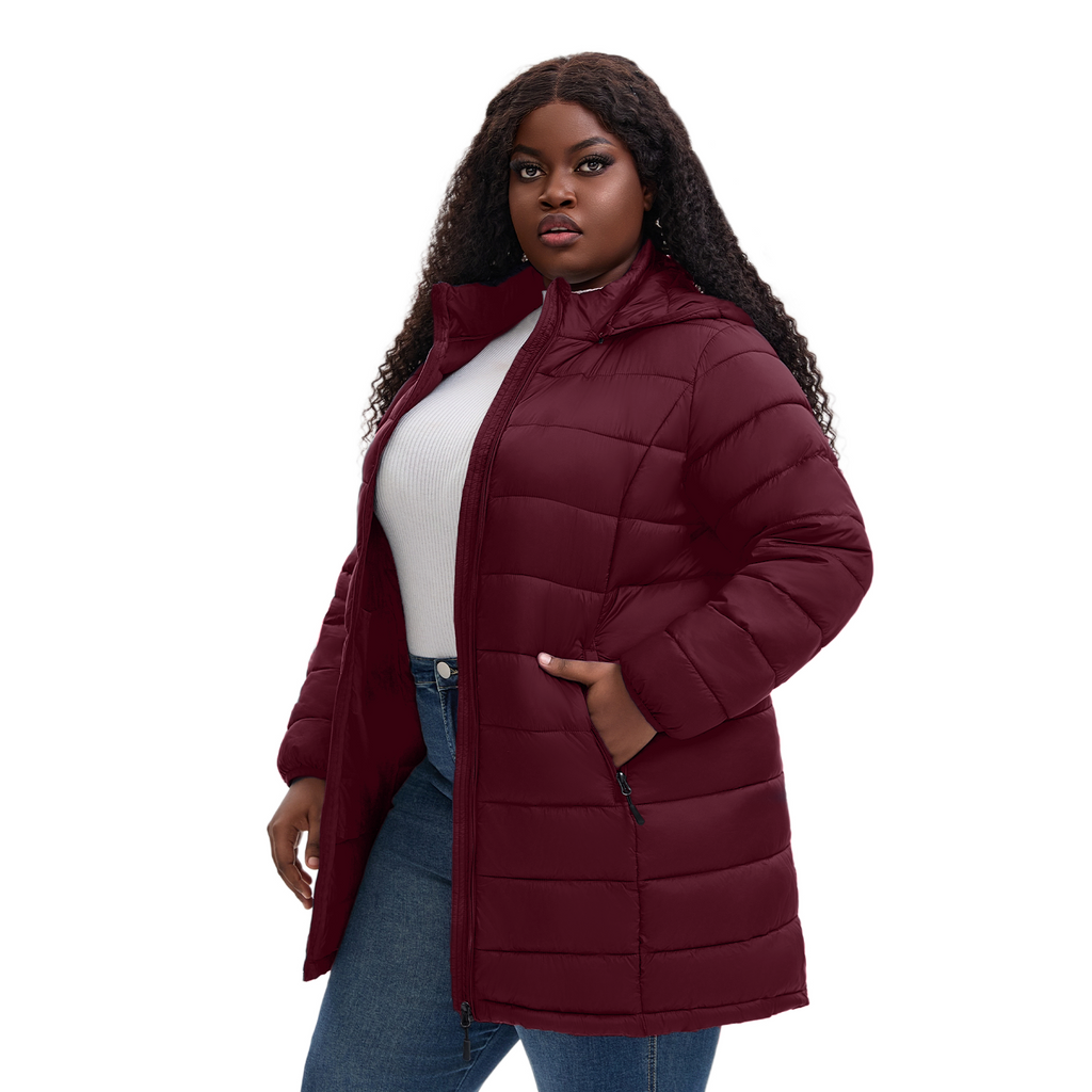 The Classic Quilted Packable Puffer Coat with Zip-Off Hood - Plus Size