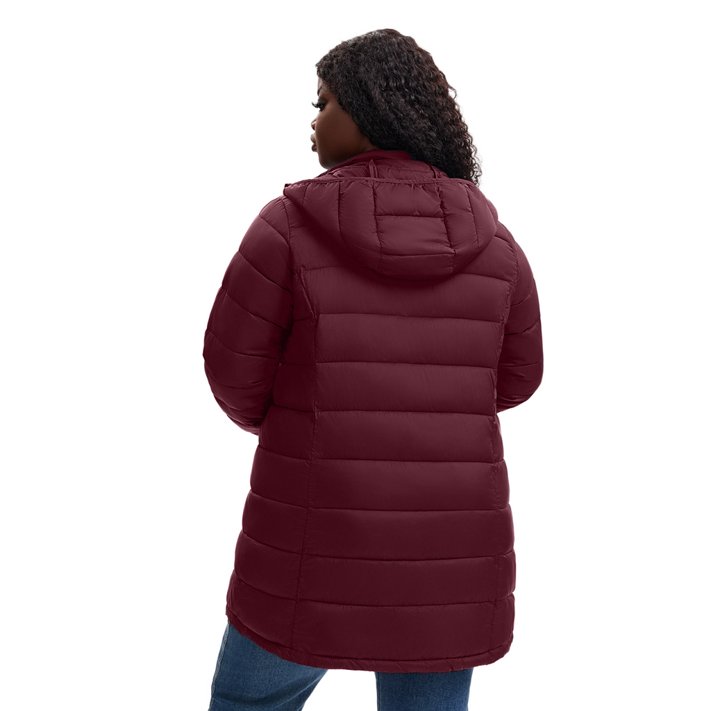 The Classic Quilted Packable Puffer Coat with Zip-Off Hood - Plus Size