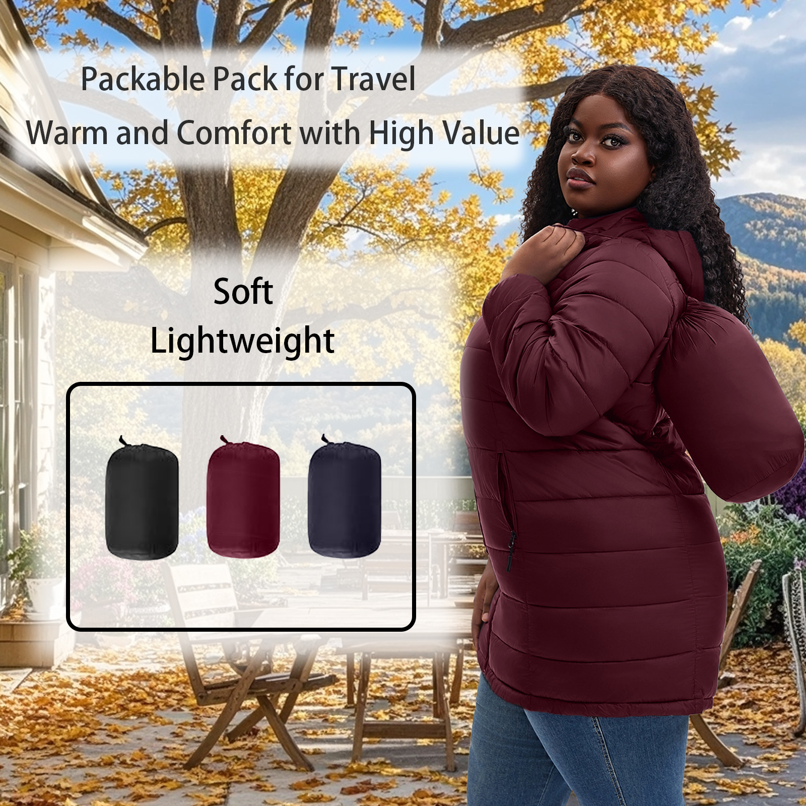 The Classic Quilted Packable Puffer Coat with Zip-Off Hood - Plus Size
