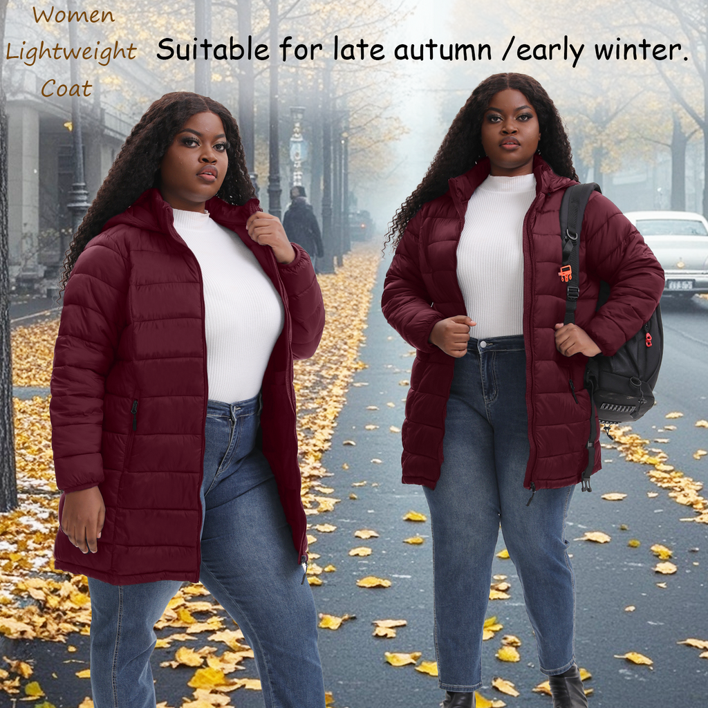 The Classic Quilted Packable Puffer Coat with Zip-Off Hood - Plus Size