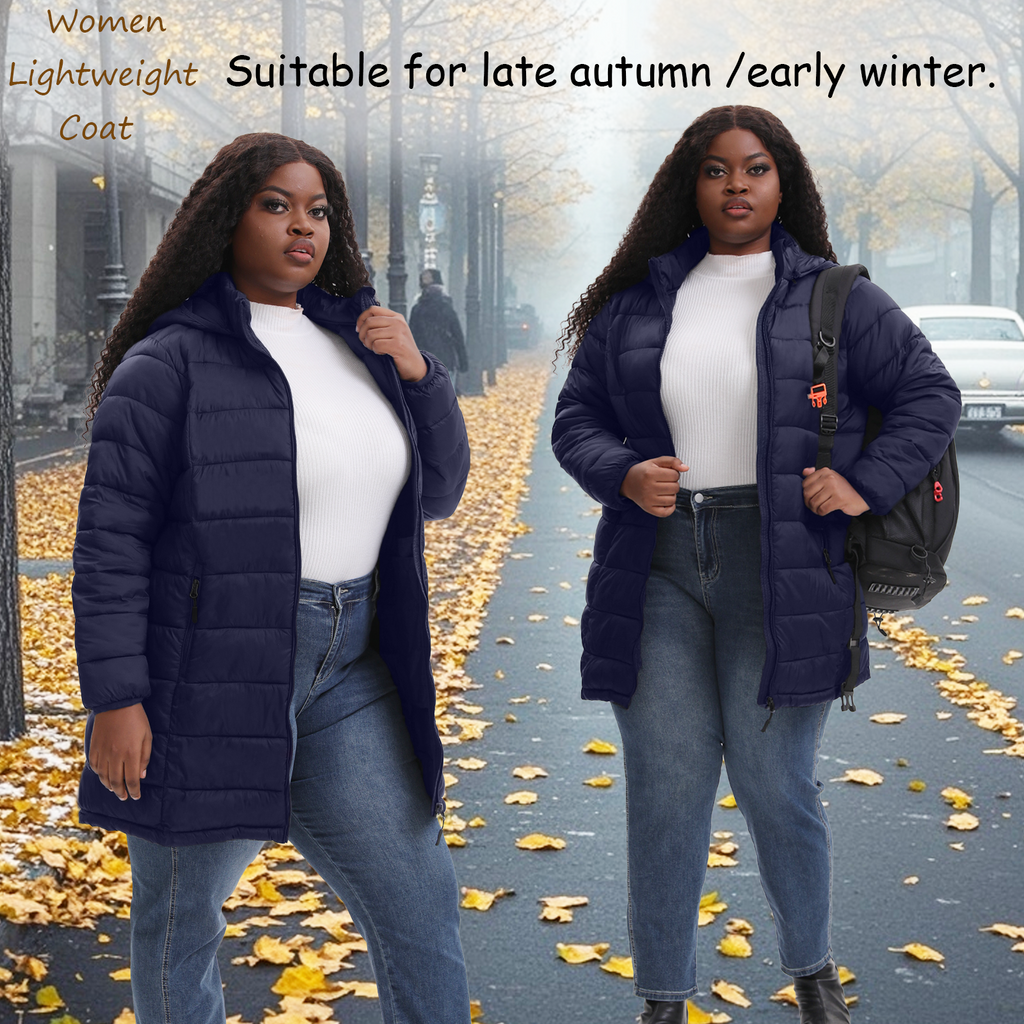 The Classic Quilted Packable Puffer Coat with Zip-Off Hood - Plus Size