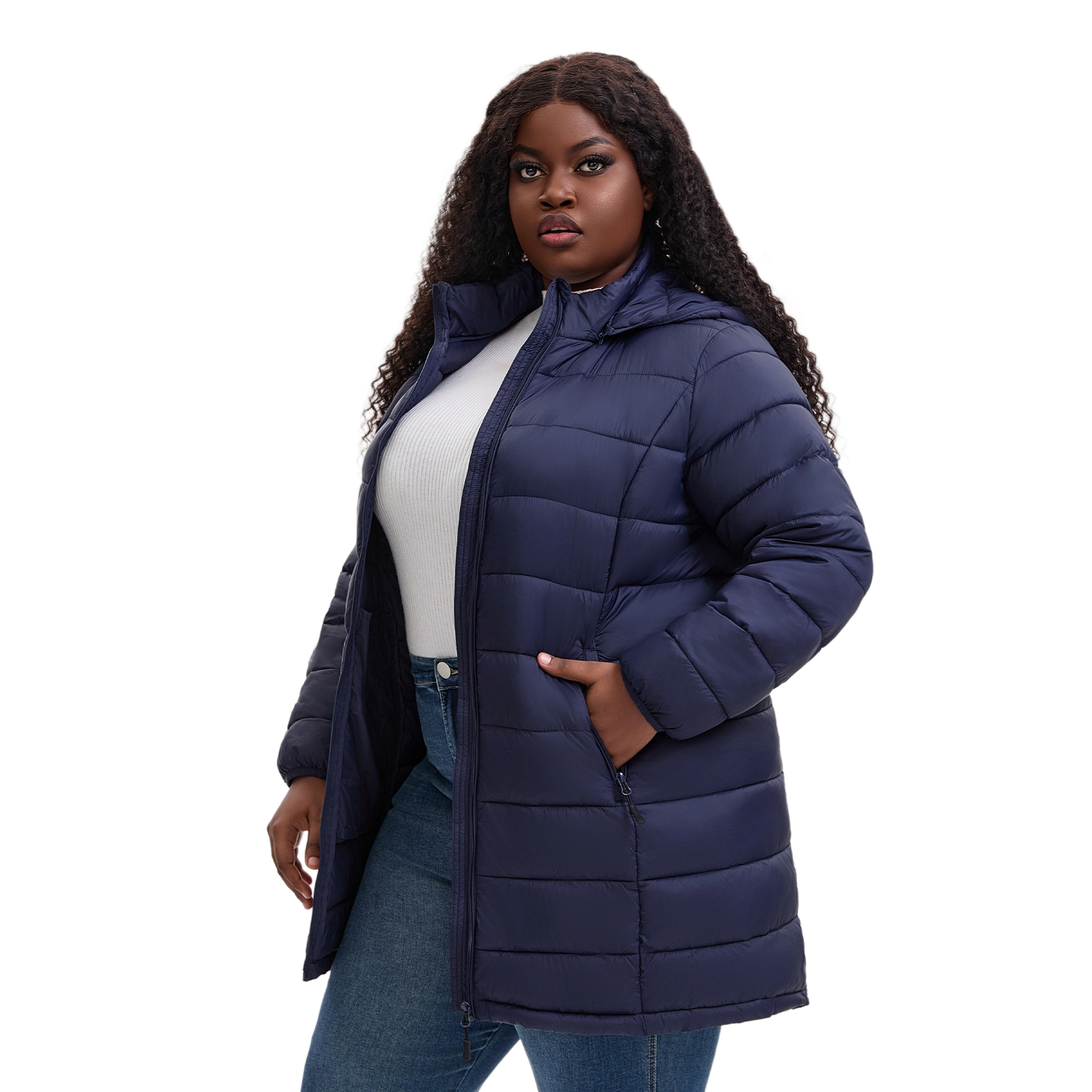 The Classic Quilted Packable Puffer Coat with Zip-Off Hood - Plus Size