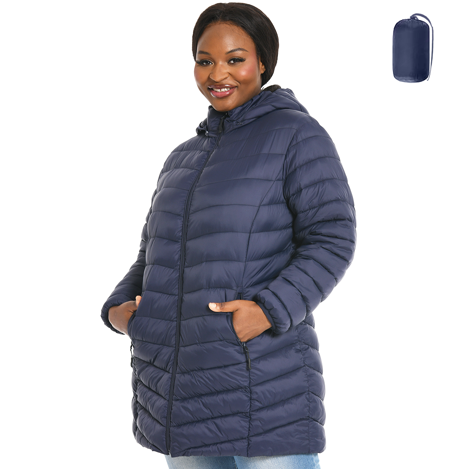 The Detachable Hood Packable Puffer Coat - Plus Size