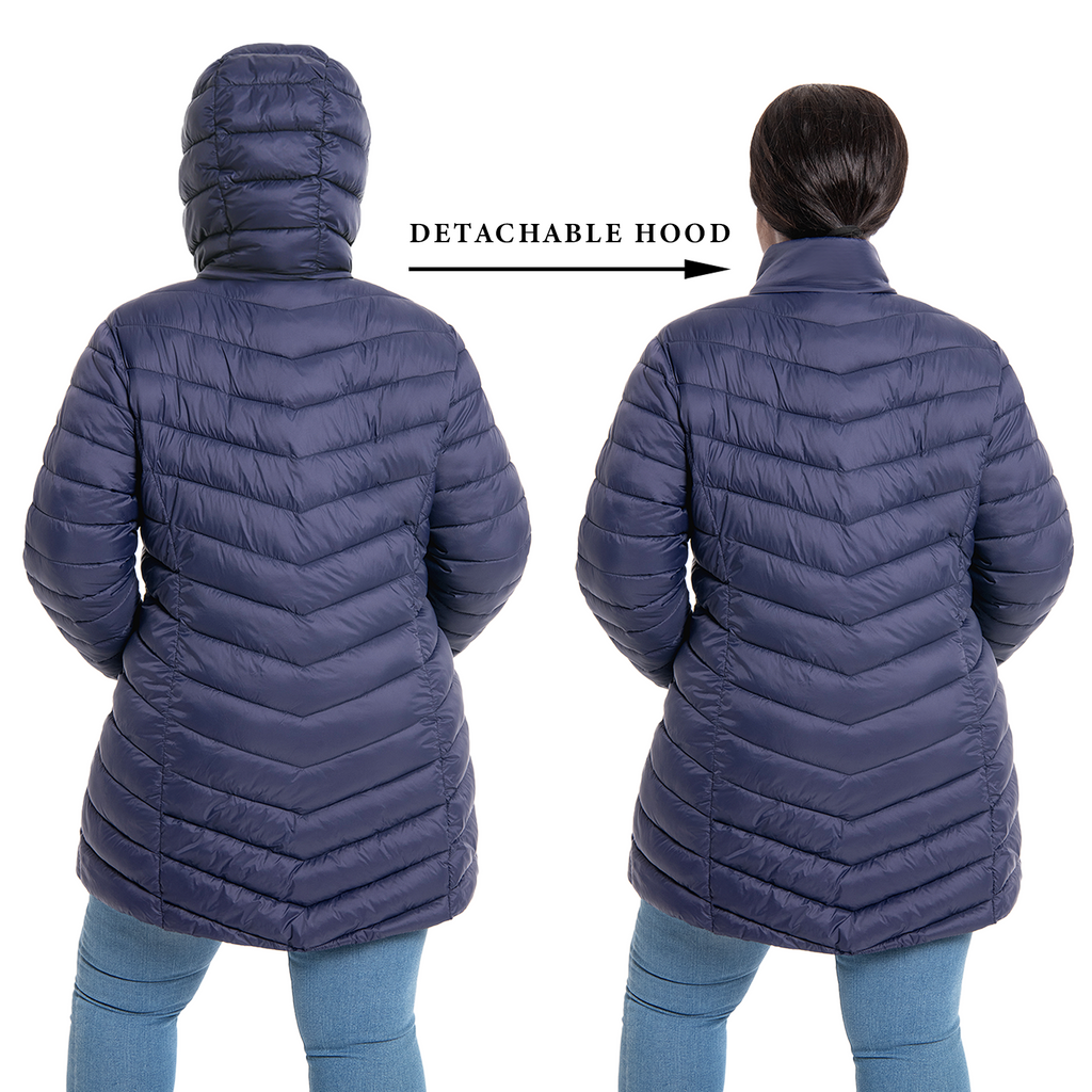 The Detachable Hood Packable Puffer Coat - Plus Size