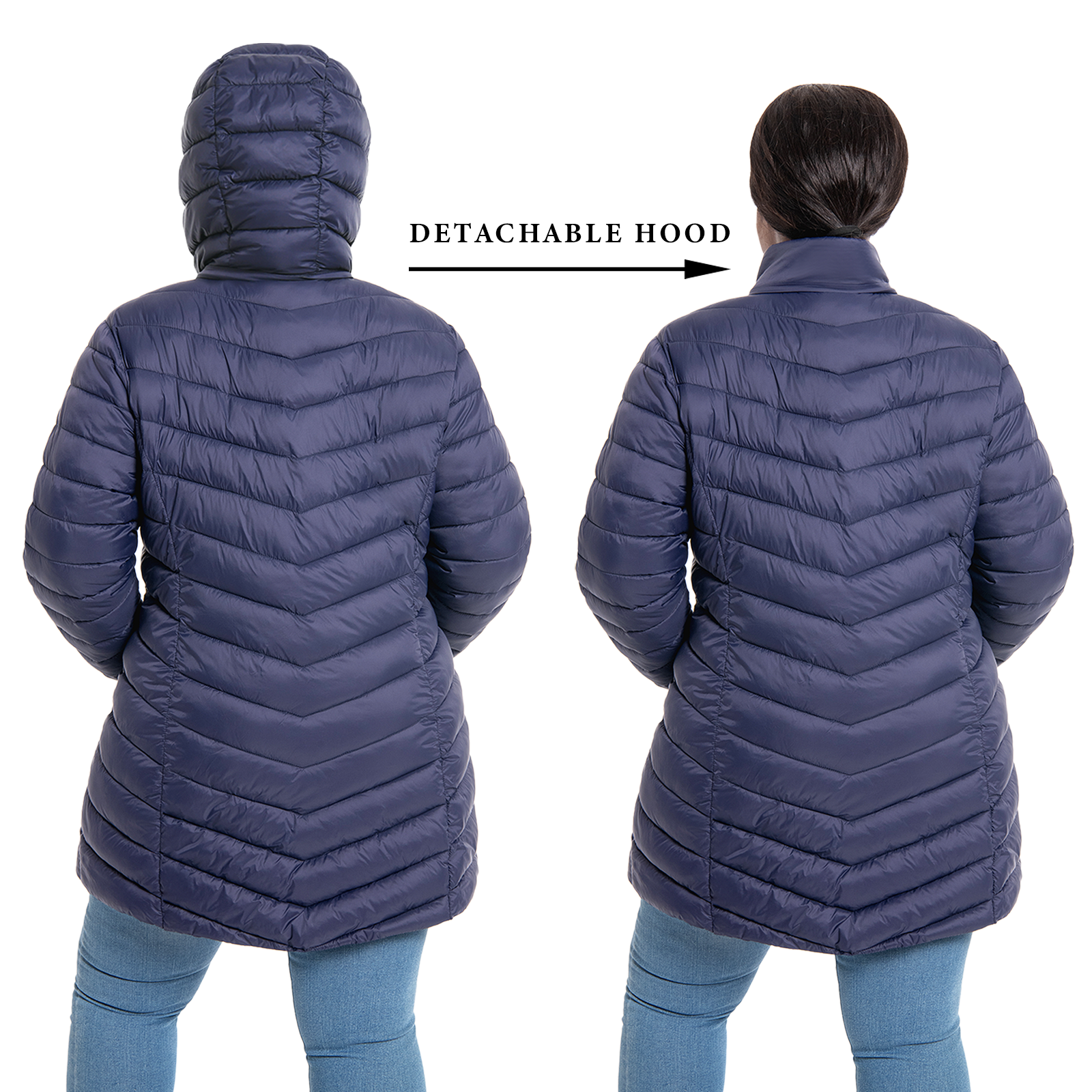 The Detachable Hood Packable Puffer Coat - Plus Size