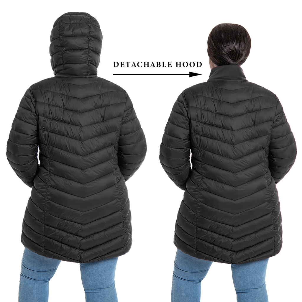 The Detachable Hood Packable Puffer Coat - Plus Size