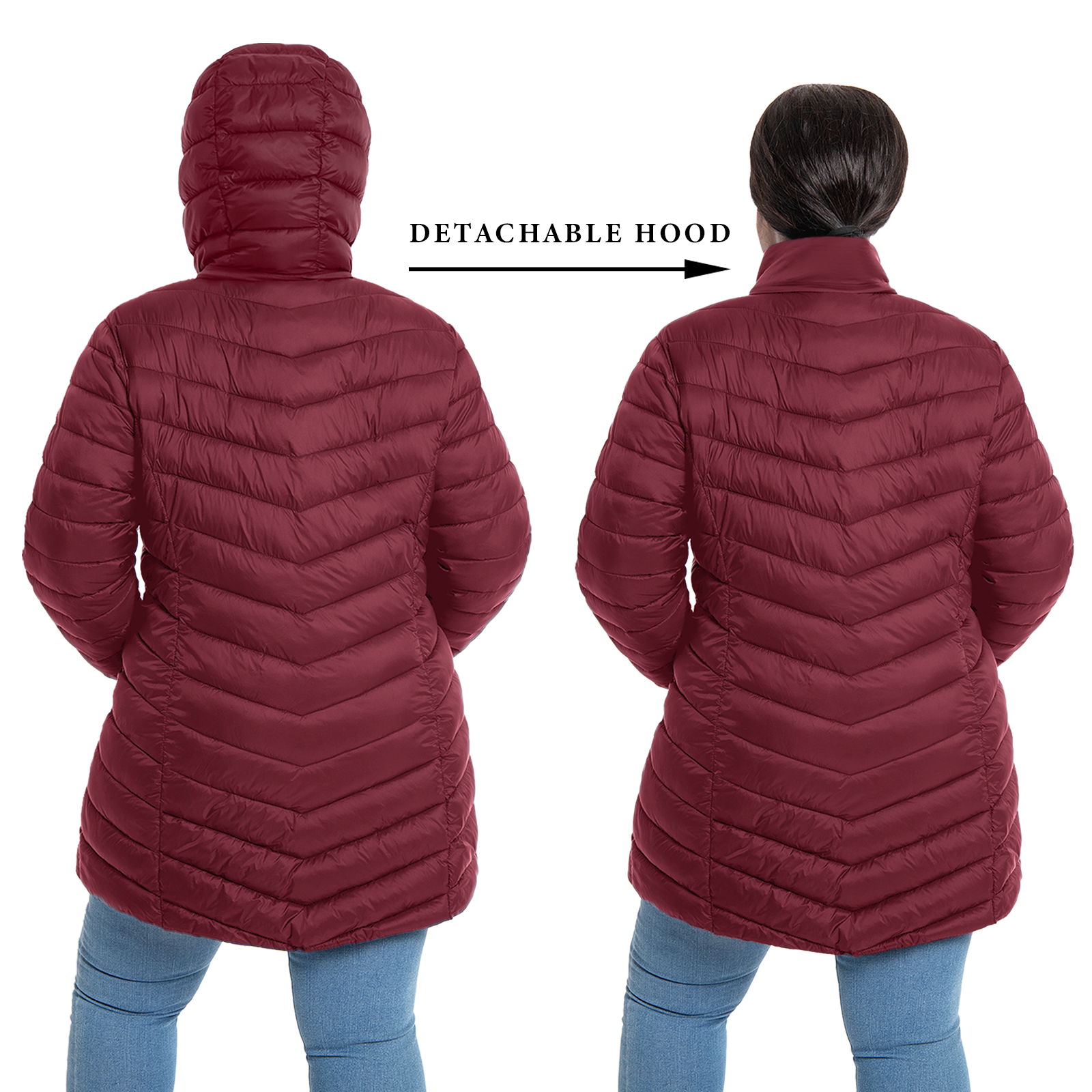 The Detachable Hood Packable Puffer Coat - Plus Size