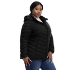 The Detachable Hood Puffer with Zip Chest Pocket - Plus Size