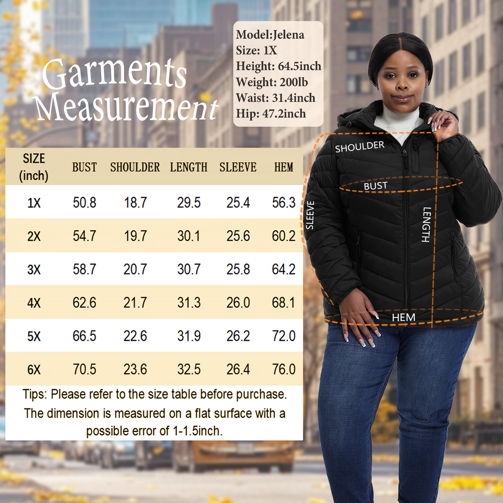 The Detachable Hood Puffer with Zip Chest Pocket - Plus Size