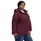 The Detachable Hood Puffer with Zip Chest Pocket - Plus Size