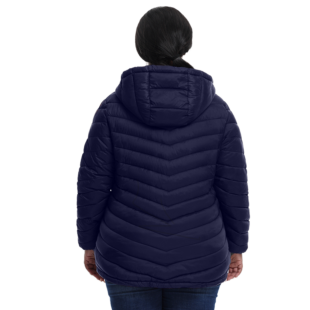 The Detachable Hood Puffer with Zip Chest Pocket - Plus Size