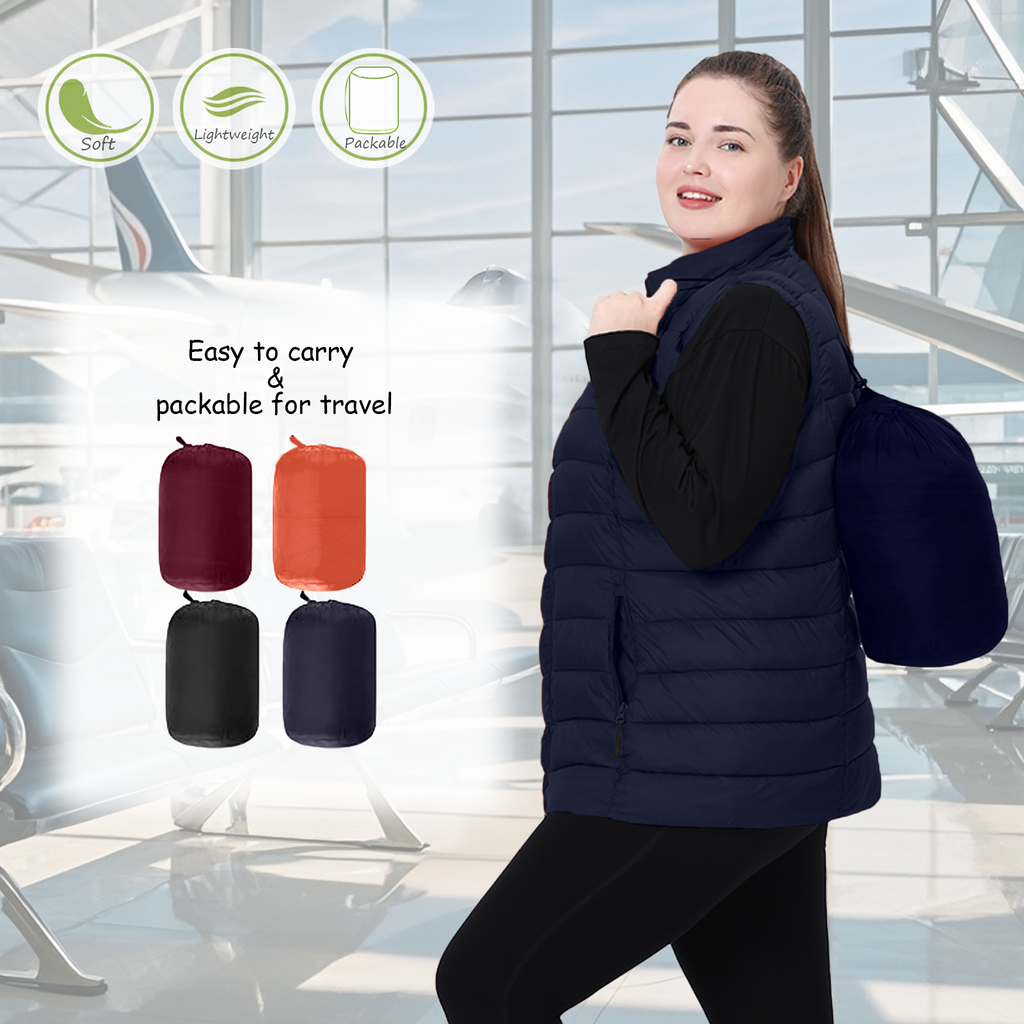 The Classic Stand-Collar Packable Vest - Plus Size