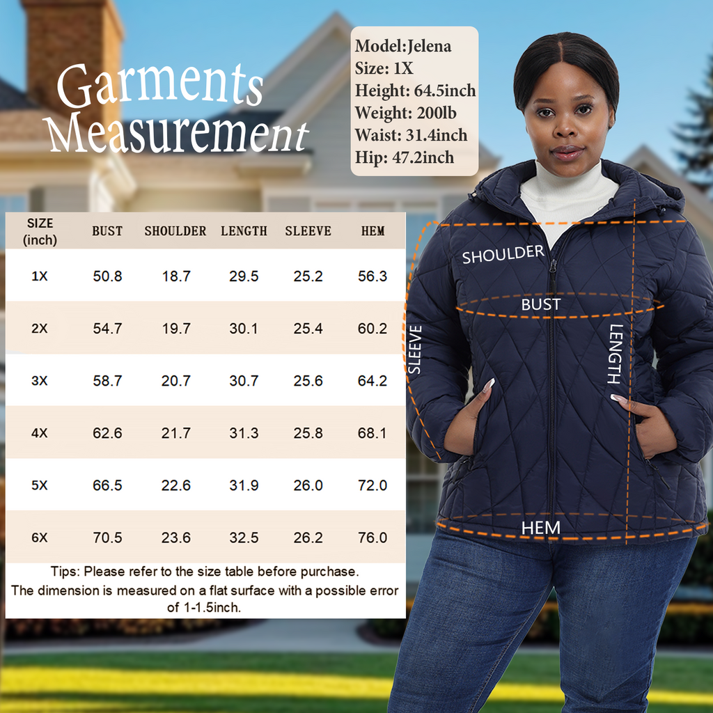The Hooded Diamond Puffer Jacket - Plus Size