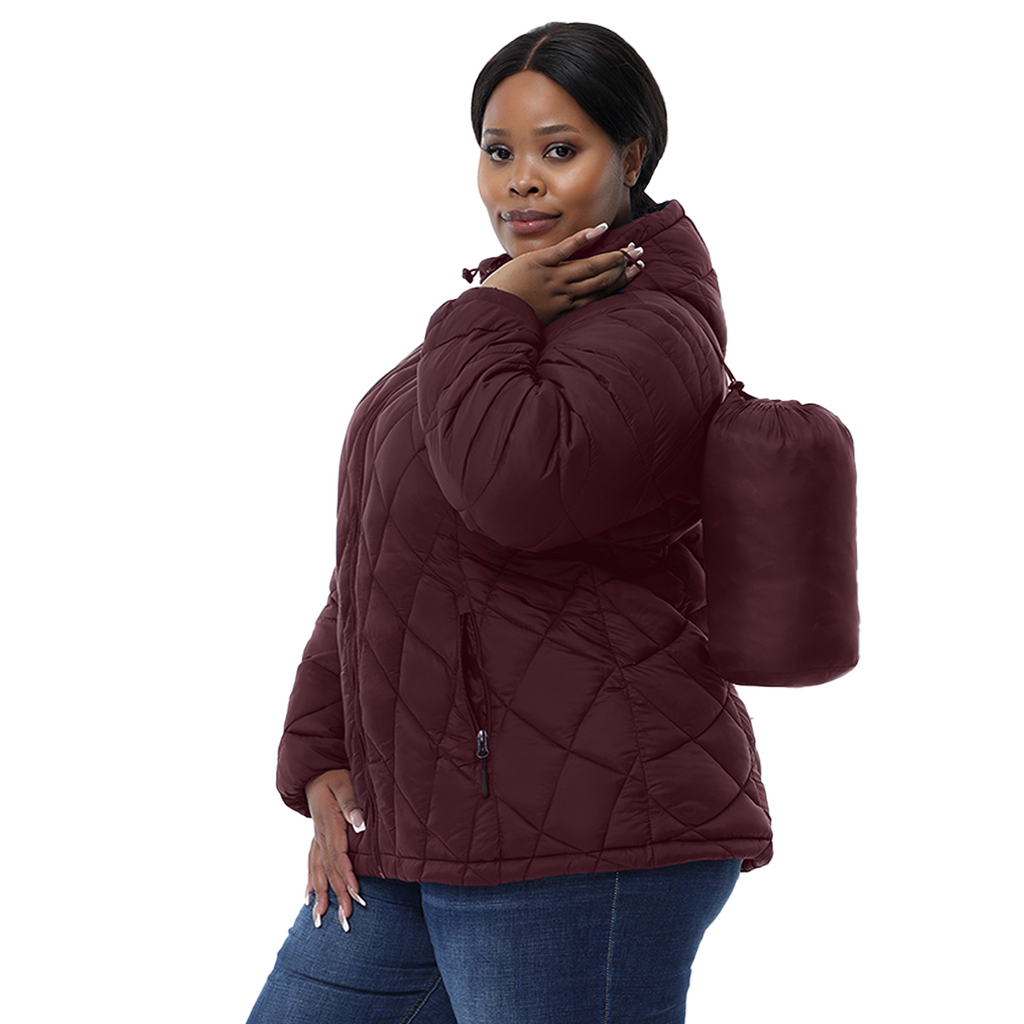 The Hooded Diamond Puffer Jacket - Plus Size