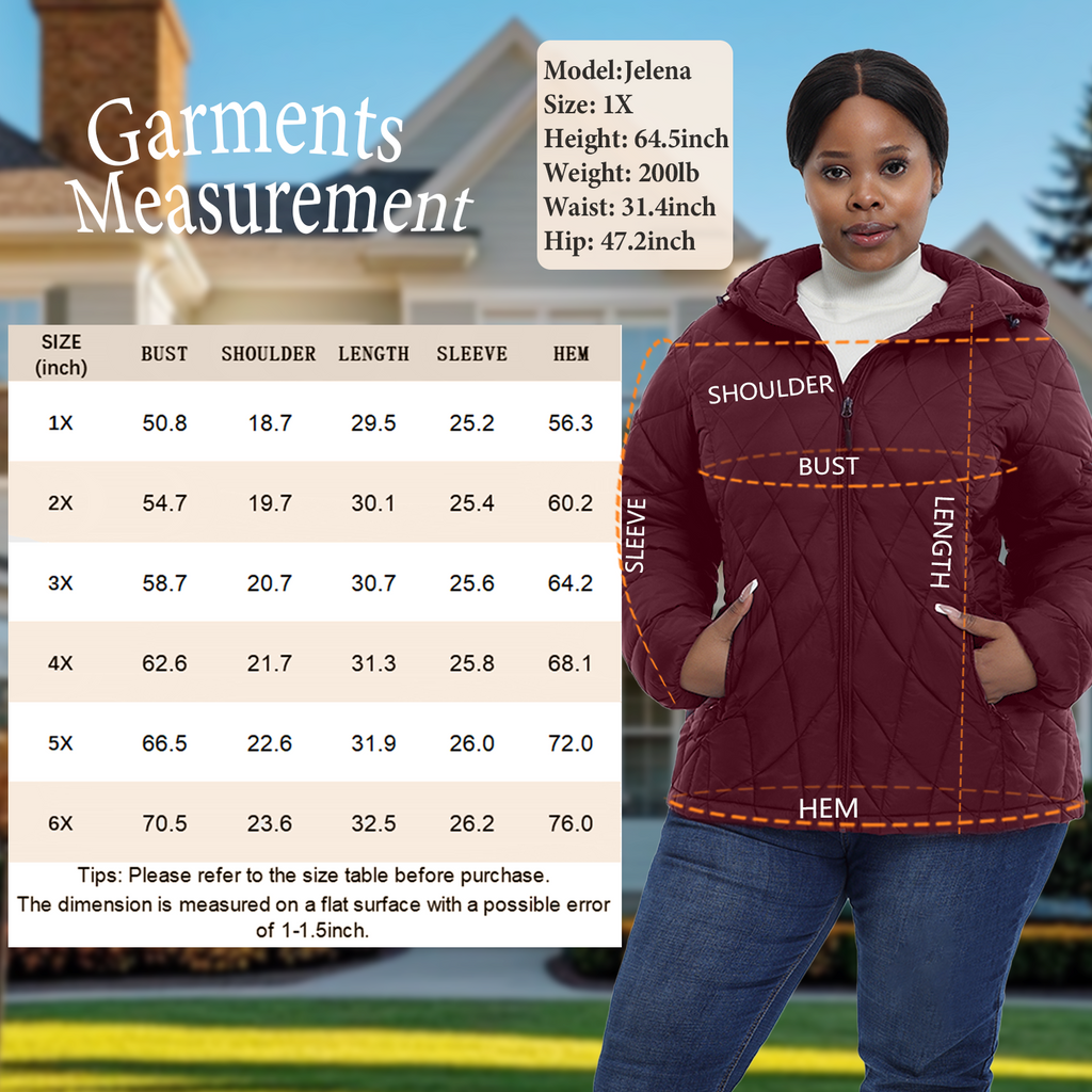 The Hooded Diamond Puffer Jacket - Plus Size