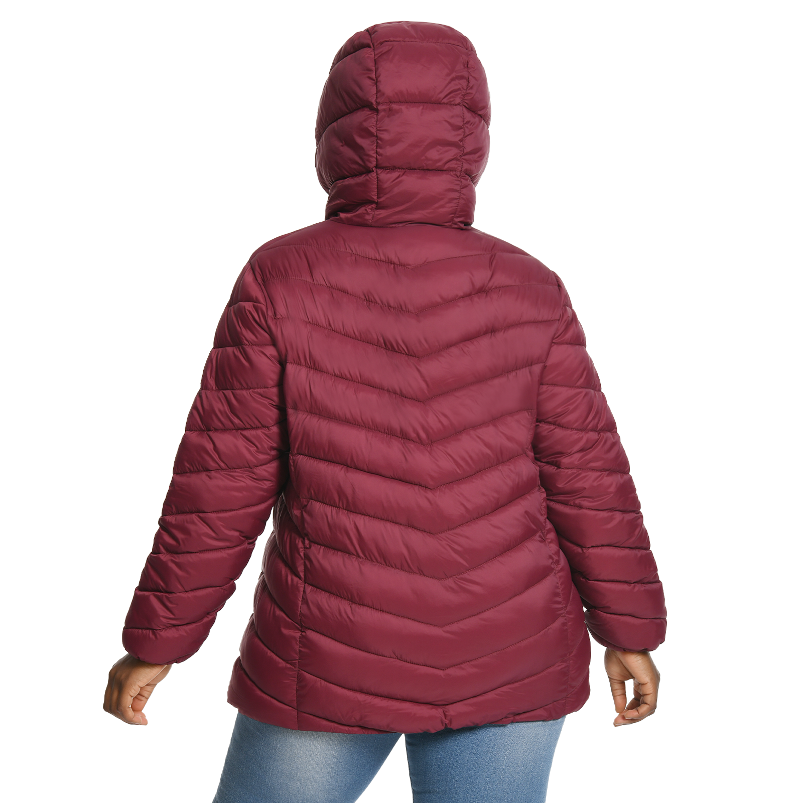 The Chevron Quilted Detachable Hood Puffer - Plus Size