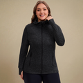 Black Heather | HHE plus size women's lightweight zip-up jacket, front view.