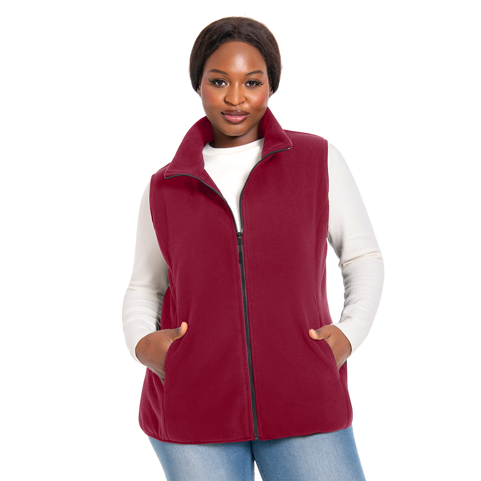 The Ultra-Soft Fleece Zip Vest- Plus Size