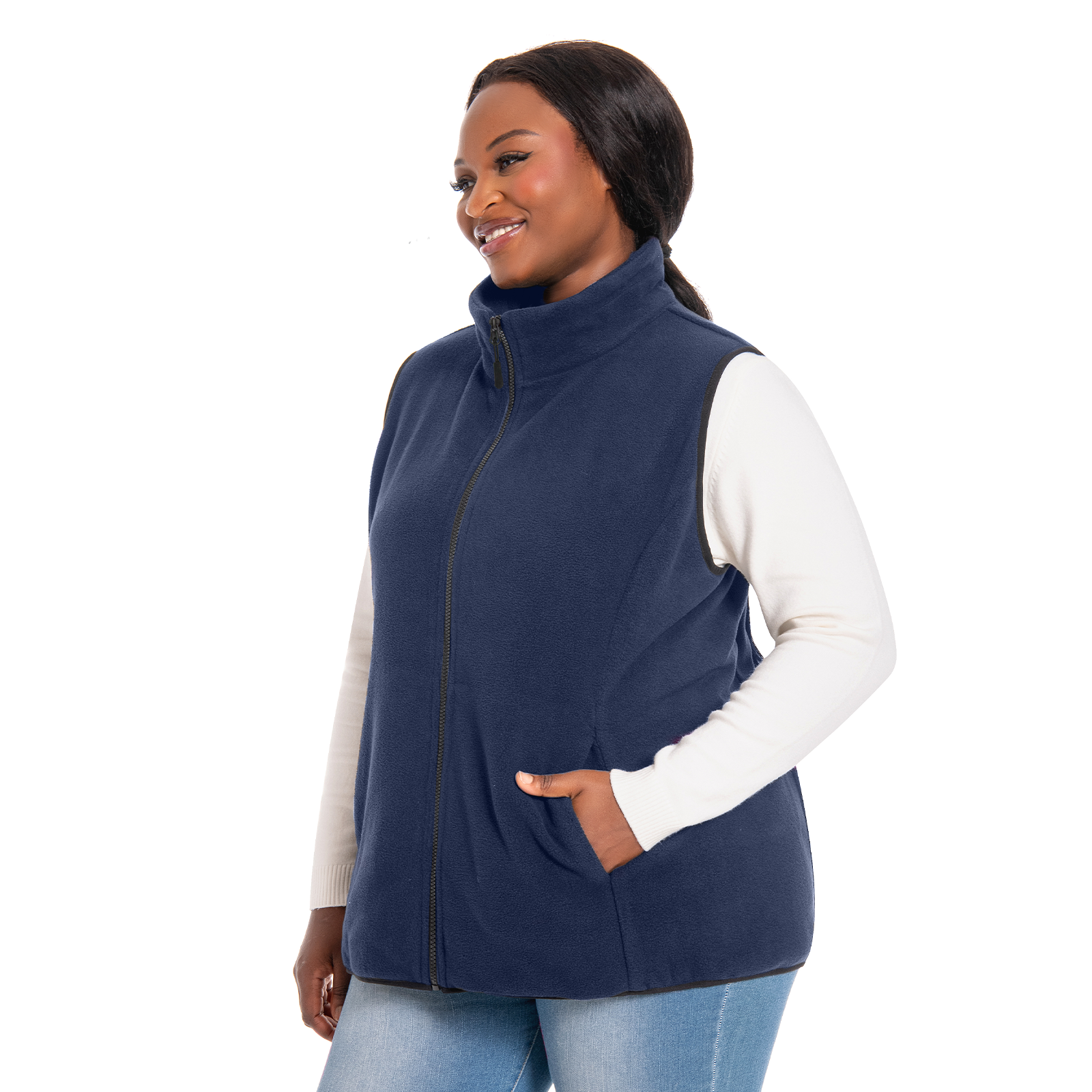 The Ultra-Soft Fleece Zip Vest- Plus Size
