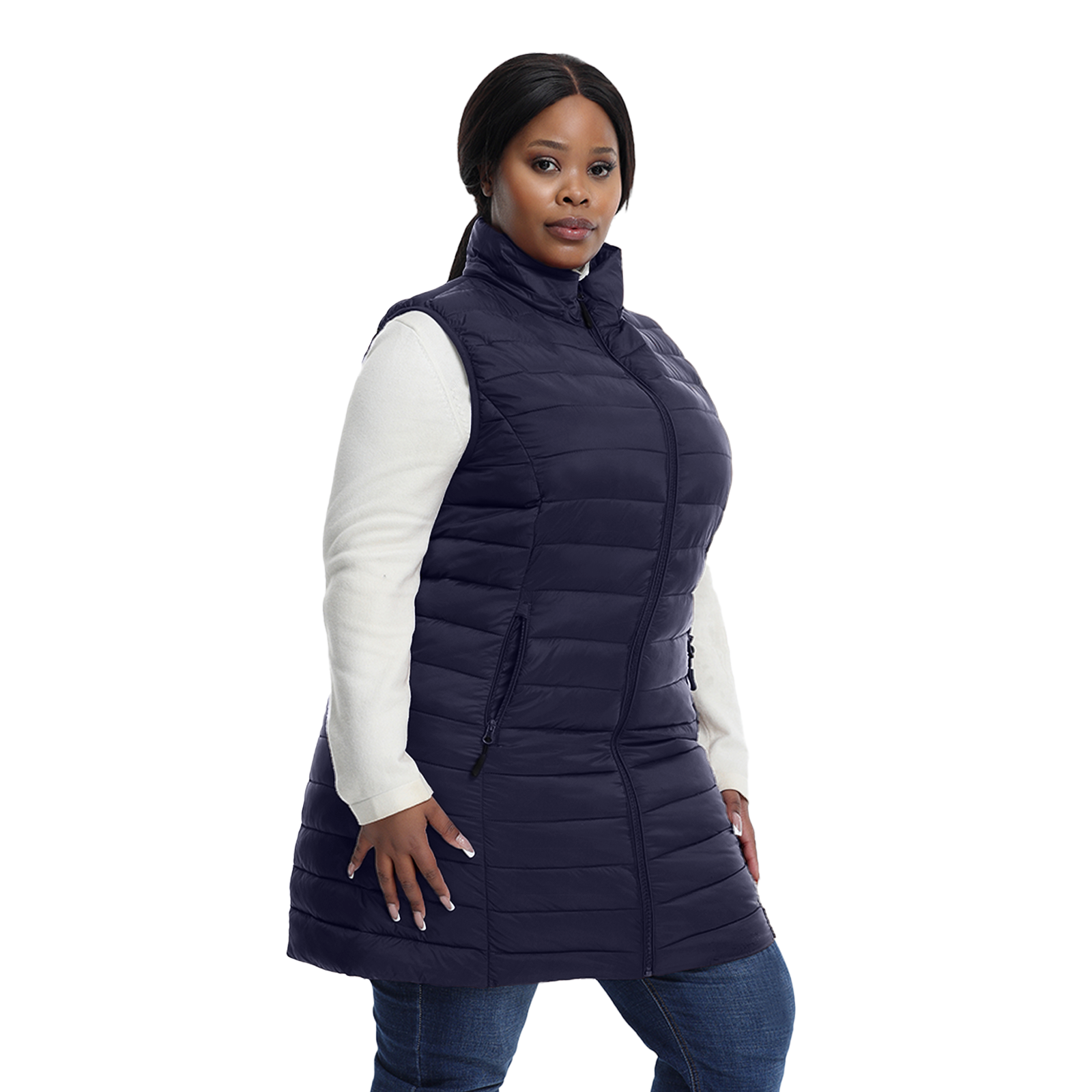 The Mid-Length Hooded Packable Vest - Plus Size