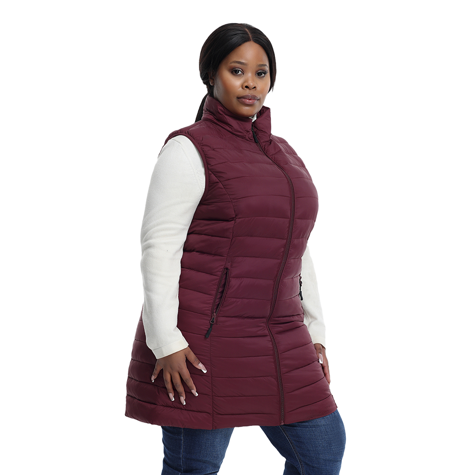 The Mid-Length Hooded Packable Vest - Plus Size