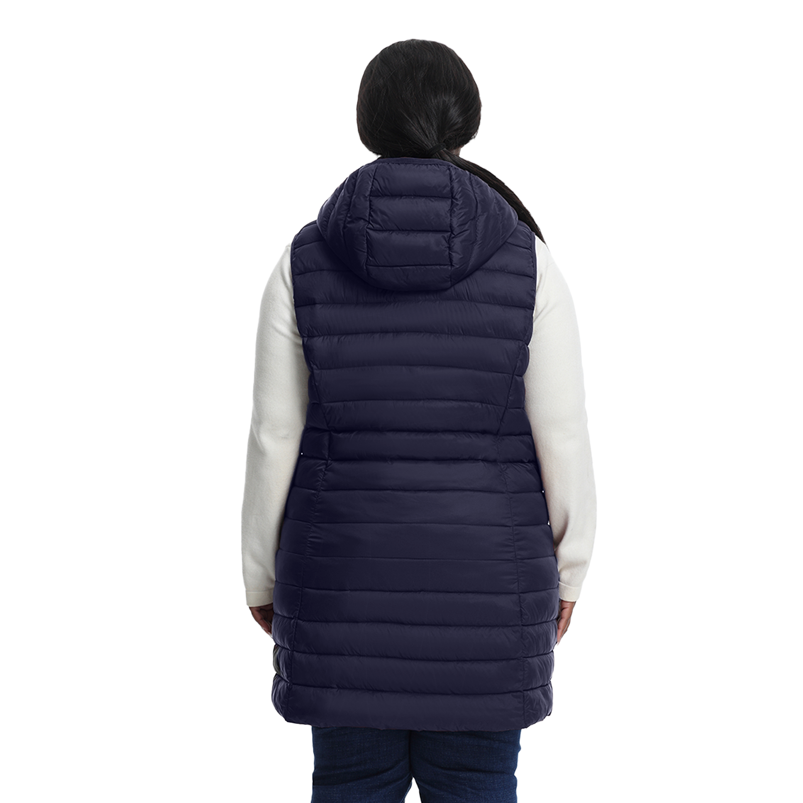 The Mid-Length Hooded Packable Vest - Plus Size