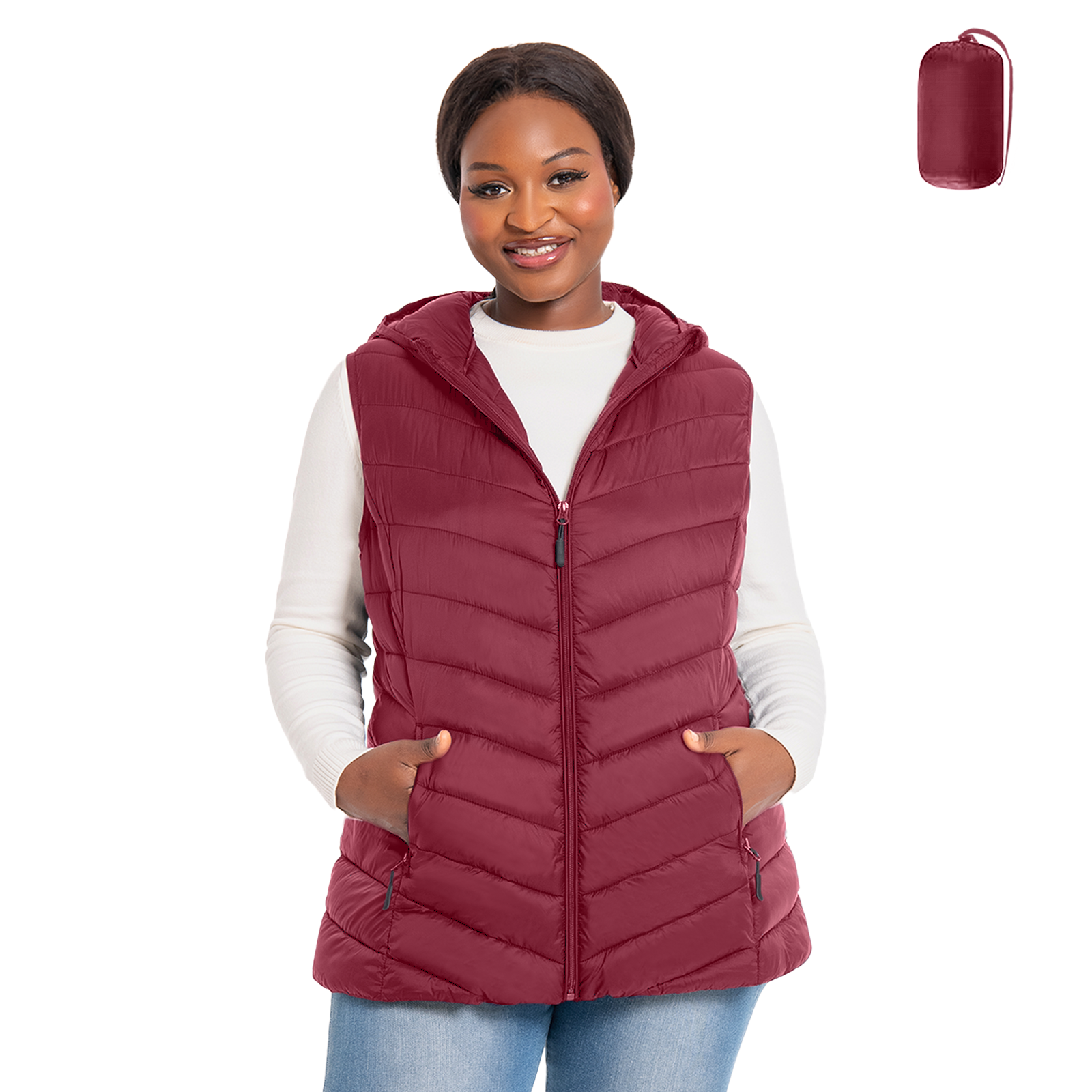 The Lightweight Hooded Puffer Vest - Plus Size