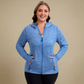 Blue Heather | HHE plus size women's lightweight zip-up jacket in bright blue, front view.