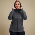 Deep Grey Heather  | HHE plus size women's lightweight zip-up jacket, front view.