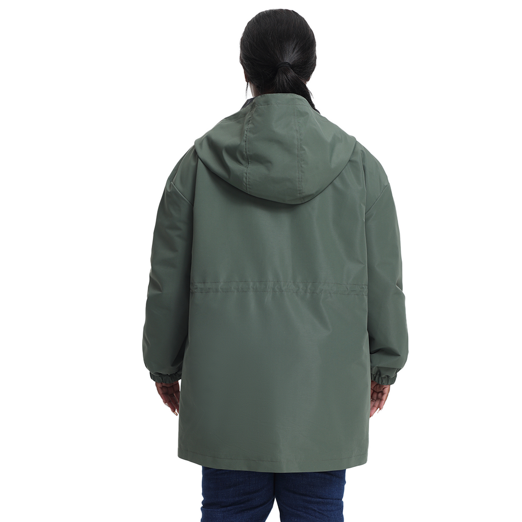 The Mid-length Lightweight Drawstring Windbreaker - Plus Size