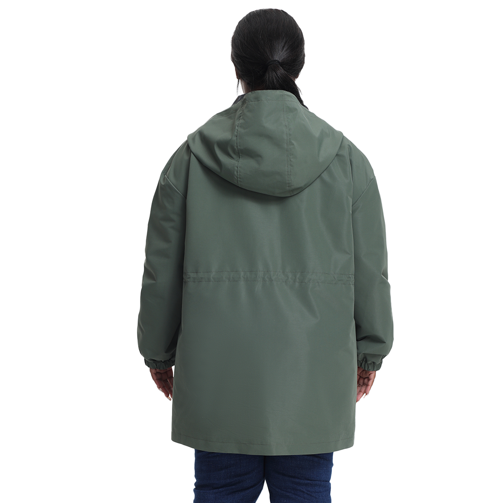 The Mid-length Lightweight Drawstring Windbreaker - Plus Size