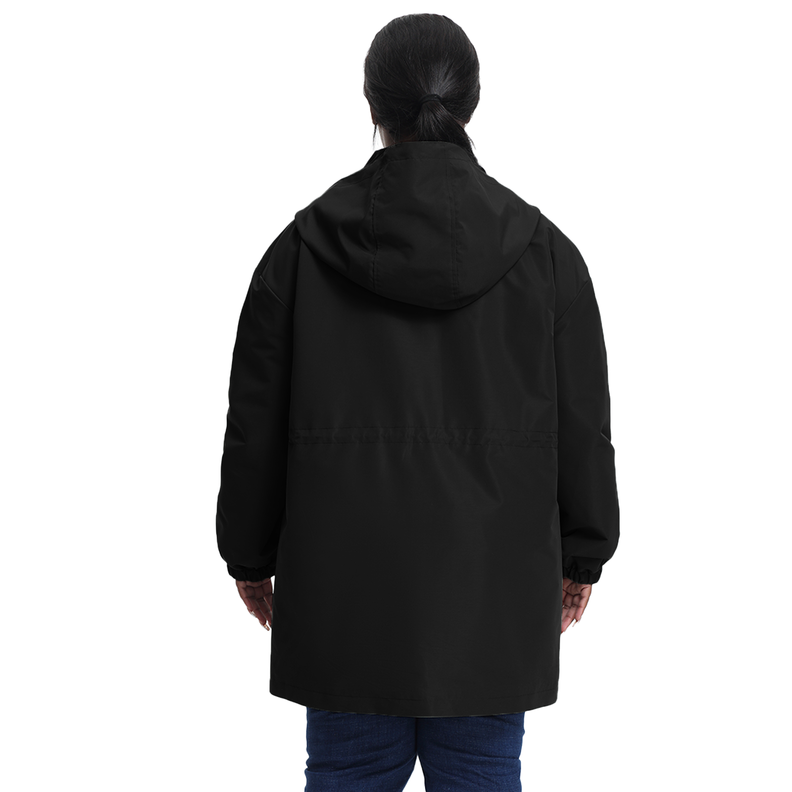 The Mid-length Lightweight Drawstring Windbreaker - Plus Size