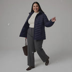The Detachable Hood Puffer with Zip Chest Pocket - Plus Size