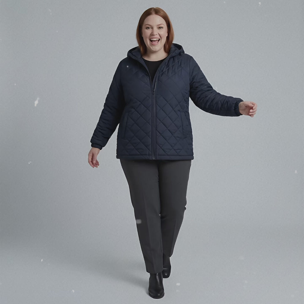The Hooded Diamond Puffer Jacket - Plus Size